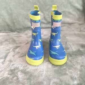 Hatley Blue and Lime Dinosaur Rain Boots